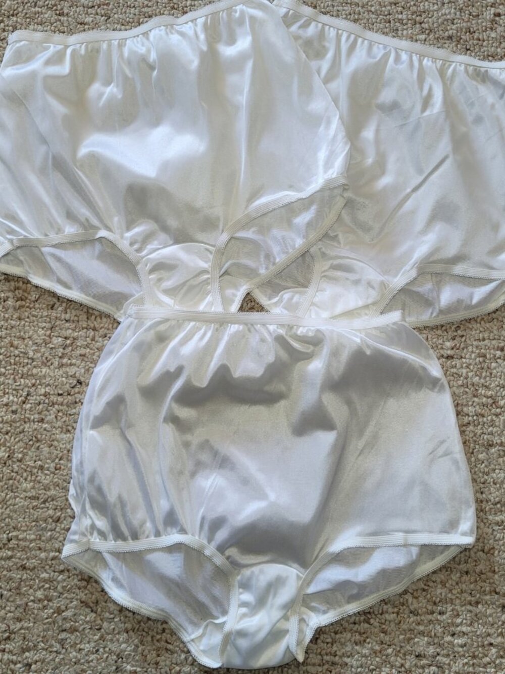 Vintage Nylon Panty Size 9 Brief 3 Pairs Satin White Double Gusset Sissy NWOT - Picture 10 of 10